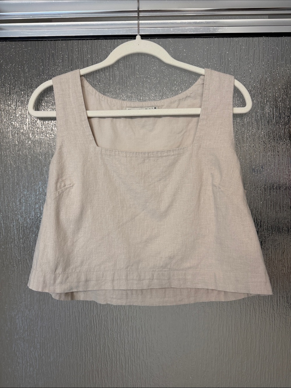 Abercrombie & Fitch Light Beige Square-Neck Linen Crop Top